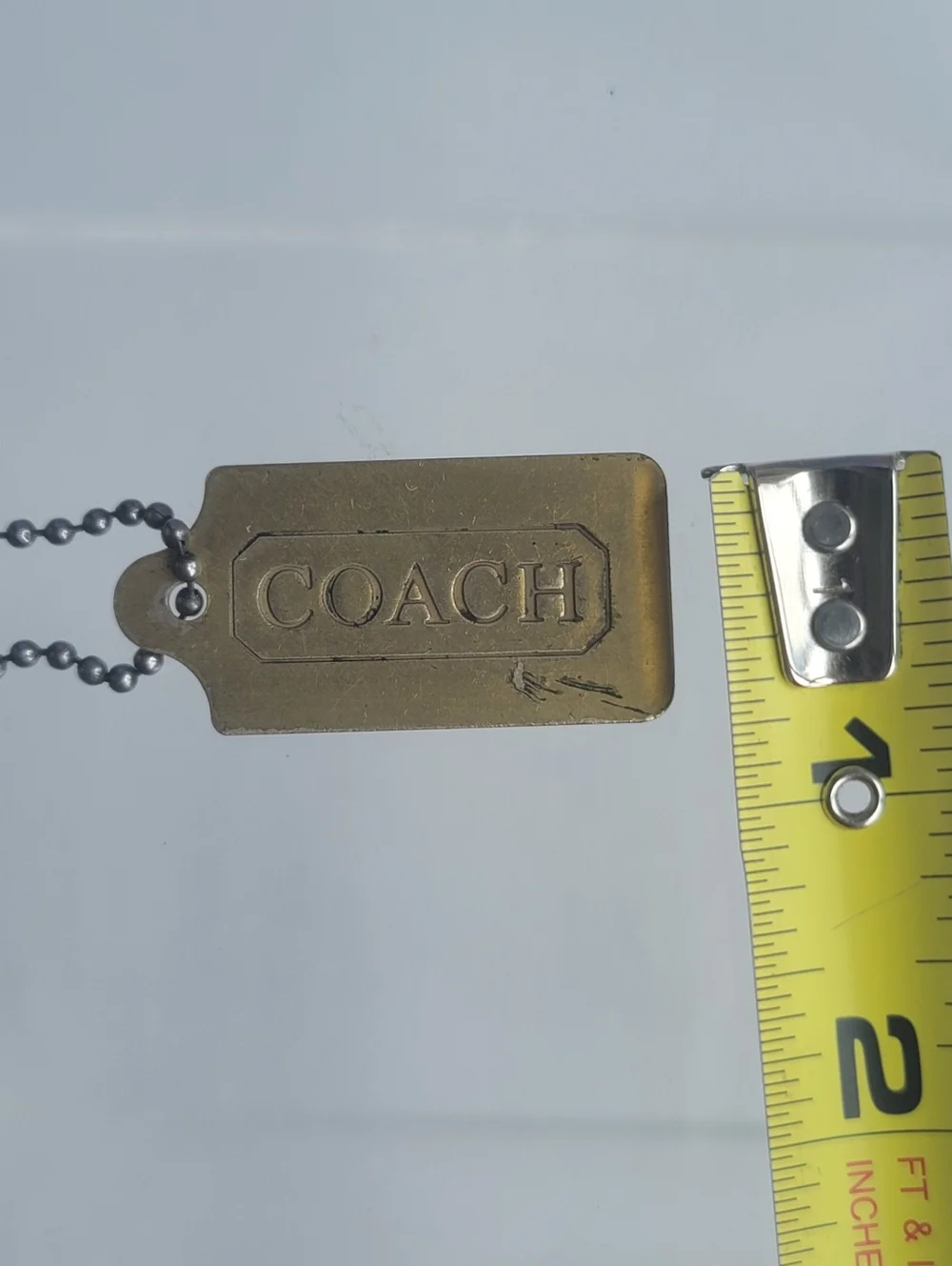 Coach Vintage Antique Brass-Tone Metal Key Chain Tag Fob Charm Hang Tag